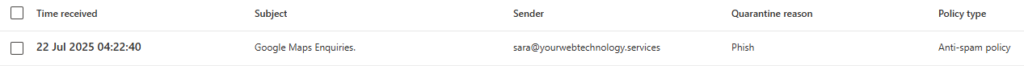 Microsoft Quarantine Email